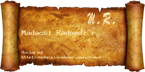 Madacsi Radomér névjegykártya